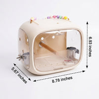 Portable Bird Cage and Acrylic Bird Cage for Parrot Travel, Outdoor Bird Cage with 4 Visibility Sides, Handheld Travel Cage with Removable Tray
