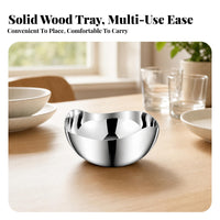 Silver Finish Stainless Steel Sauce Bowl Smooth Surface Wavy Rim Bowl Reflective Stainless Steel Sauce Dish Shallow for Dips, Seasonings, Snacks