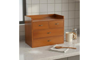 Wooden Desk Organizer Space-Saving Vintage Storage Box with Drawers Sturdy Wood Desk Tidy No Installation Required for Bedroom