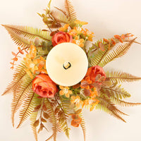 Fall Harvest Theme Berry Candle Wreath Vivid Look Autumn Wreath Centerpiece Authentic Feel Candle Loop Easy to Clean for Dining Table, Thanksgiving, Entryway, Photo Session