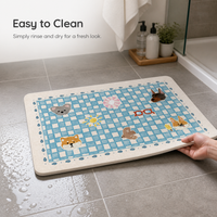 Cartoon Diatomaceous Earth Bath Mat Quick Dry Non-Slip Absorbent Floor Mat for Bathroom Shower Entrance