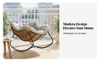 Gentle Rocking Motion Upholstered rocking chair High spine Support Lounge Seating Thickly paddinged Indoor Furniture Soft Textured Fabric for Interior Decorators, New Parents, Balcony, Living Room, Bedroom, perusing reading area