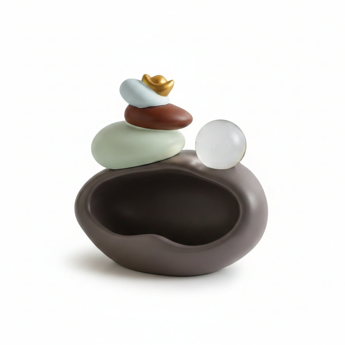 Compact Decorative Storage Ornament Space-Saving Desktop Organizer with Sculpture Clear Tabletop Key Bowl for Entryway