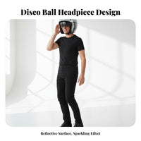 Sparkling Light Effect Disco Ball Helmet Retro Design Mirror Tile Helmet with Visor Eye-Catching Mirror Mosaic Headgear Handmade for Performers, DJs, Nightclubs, Parties, Festivals, Photo Shoots