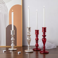 Silver-Plated Candle Holder Vintage French European Style Glass Decorative Ornament