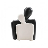 Matte Textured Embracing Couple Sculpture Stylized Ceramic Couple Figurine Compact Decorative Item Standing