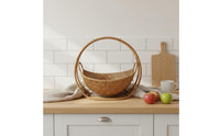 Cradle Design Bread Basket Handwoven Wicker Basket Wicker Fruit Bowl Decorative Hand Woven Tray Multi-Use for Kitchen Counter