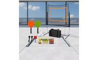 Portable Shuttlecock Training Set Freestanding Shuttlecock Net with Rackets Allall-Inclusive Badminton Set with Rackets Compact for Beginners, Families, Backyard, Park, Driveway