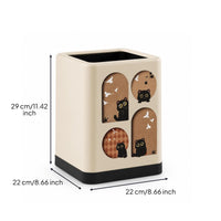 Cream-Colored Trash Can with Lid Square Trash Bin with Lid Elegant Wastebasket Matte for Bedroom
