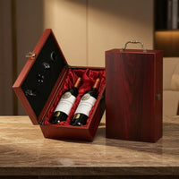 Wooden Wine Gift Box Double-Bottle Wine Box with Handle Elegant Portable for Gifting, Weddings, Anniversaries
