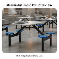 Cafeteria Table and Bench Set Steel Frame Sintered St Single Top Dining Unit Heavy-Duty School Cafeteria Table with Attached Seats for Employees