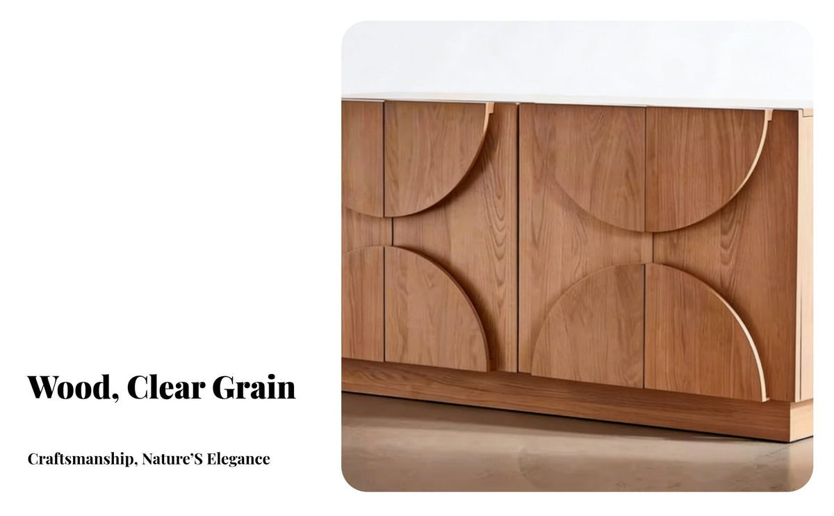 Modern design Fluted Door Console space-saving Design Storage Cabinet Internal Shelf Sideboard Rounded Corners for Apartment Dwellers, Homeowners, Families, Entryway, Living Room, Hallway, Home Office