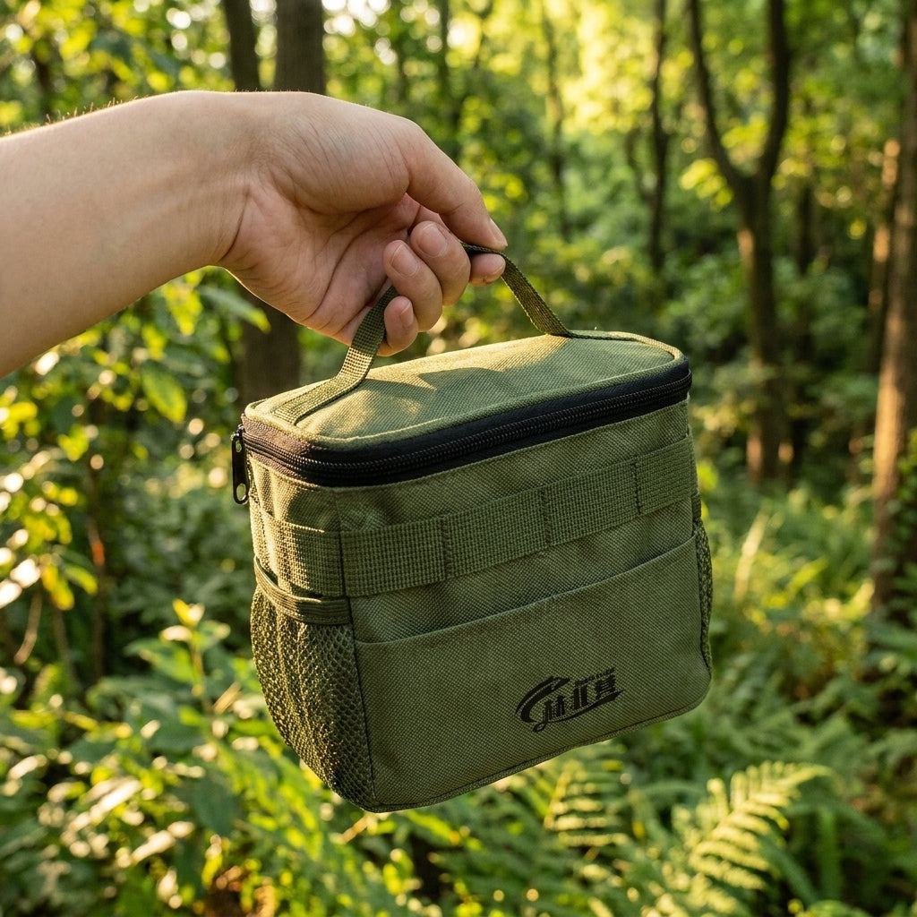 Camping Spice Bag, Outdoor Spice Organizer with 9 Jars, Leak-proof & Moisture-resistant, 16x12x14cm