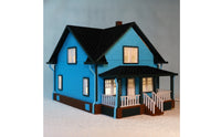Miniature house  with Porch European-Style Gabled Roofed House Model Decorative Dollhouse for Architectural Scenes