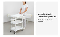 Rolling Cosmetic Cart Multi-Tier Storage 3-Tier Salon Trolley Spa Instrument Trolley Silent 360° Wheels Esthetician Rolling Cart