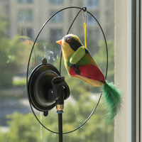 Interactive Suction Cup Cat Toy with Feather and Bird Design for Indoor Cats