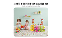 Supermarket Checkout Counter Toy Role Playing Kids Grocery Store Playset Interactive Checkout Counter Toy for Girls, Boys, Indoor Play, Playroom, Home