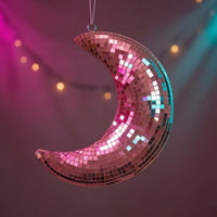Mirrored Mirror Mosaic Moon Sparkle Disco Ball Moon Sparkling Hanging Decoration Shimmering for Party