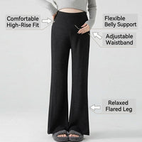Thermal Leggings Women with Fleece Lined Wide Leg Design, Maternity Clothes Thick Warm Loungewear Pants, High Elastic