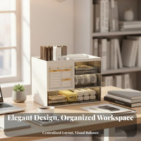Multi-Compartment Book and Pen Holder Large Capacity for Study Room, Students