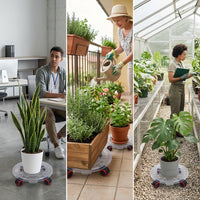 Plant Trolley with Caster Wheels and Water Storage Tray, Heavy Duty Pot Stand, Indoor Outdoor Plant Pot Tray, Large Pot Rack for Garden