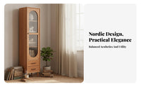 Nordic & design Hutch with Glass Doors Japanese Inspired display cabinet Minimalist Design Display Cabinet for Book Lovers, Interior Decorators, Collectors, Study Room, Home Office