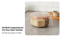 Multi-Grid Condiment Container Humidity-Resistant 4 Compartment Seasoning Box Airtight Compartment Seasoning Container for Chefs, Adults, Pantry