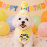 Dog Costume Festive Set, 4-piece Dog Bandana & Hat for Birthday, Polka Dot Dog Bandana for Photoshoots, British Style