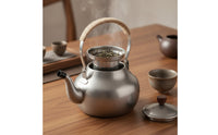 Teapot with Rope Wrapped Handle Food Grade Stainless Steel Teapot Large Capacity Cookware for Camping