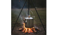 Stainless Steel Campfire Kettle Portable Outdoor Tea Pot Wooden Knob Lid Camping Water Boiling Pot for Backpacking