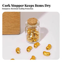 Gold Bean Storage Bottle Miniature Size Mini Glass Bottle with Cork Small Transparent Vial Creative Savings System