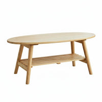 Small Space Solution Two-Tier Oval Coffee Table Nordic Design 2-Tier Oval Coffee Table Minimalist Aesthetic Living Room Furniture Multi-Functional for Apartment Dwellers, Homeowners, Pet Owners, Lounge Area, Home Office, Balcony, Bedroom