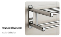 No-Drill Installation Towel Holder with Shelf Rust-Proof Bathroom Accessory Easy to Install Wall Organizer Space-Saving Design for Hotel Managers, Apartment Dwellers, Restroom, Small Areas, Laundry Room, Kitchen