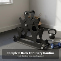 Space-Saving Design Dumbbell Rack Heavy-Duty Steel Construction Dumbbell Storage Rack Non-Slip Base 3-Tier Weight Holder Stable Load-Bearing for Home