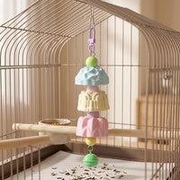 Parrot Toy Grinding Stone for Beak Health, Mineral Cup Cockatiel Toy and Lovebird Toy with Bell, Metal Chain Cage Accessory for Adult Boredom