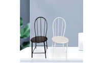 Round Seat Miniature Metal Chair Curved Backrest Miniature Cafe Chair Vertical Rod Back Mini Furniture Slender Legs for Photography