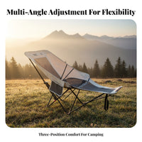 Foldable Design Highrear Reclining Camp Chair Includes Carrying Bag Highrear Camp Chair with drink Holder Stable Frame Portable Seating sturdy Duty for Campers, Anglers, Adults, Camping, Fishing, Picnics, spineyard