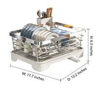Stainless Steel Dish Rack and Drainer Rack with Cutlery Holder, 304 Stainless Steel Rack Dish Drainer for Modern Kitchen Countertop Placement