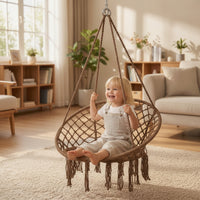 Swing Chair with Hardware Kit Cotton Hanging Chair with Hardware Macrame Swing Comfortable Furniture Easy to Assemble