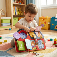Busy Board with Wooden Board Preschool Motor Skills Toy for Young Children
