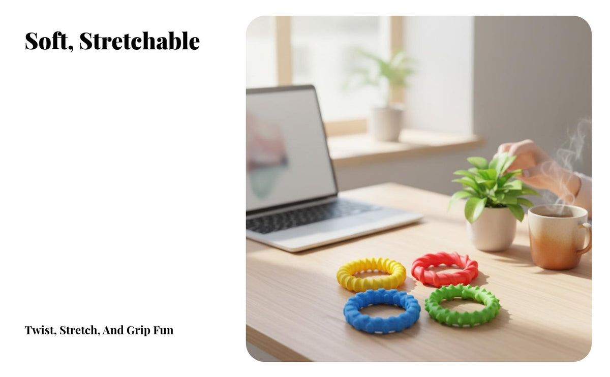 4 Pieces Textured Sensory Bracelet Silicone Calming Wristband Child Textured Sensory Wristband for Kids, Adults, Classroom, Office, Travel