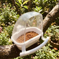 Spill Resistant Cup Avian Water Feeder, Automatic Budgie Water Dispenser for Wire Cages, Dual Food Reservoir with Transparent Lid, 10x6x11cm