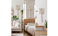 Macrame Owl Woven Owl Wall Hanging Macrame Wall Hanging Cotton Textured for Nursery, Bedroom