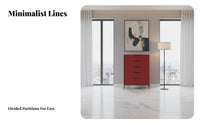 Varnish Ed Finish 5 Drawer Dresser Light Luxury Design Minimalist Storage Cabinet Fully Assembled 5-Drawer Dresser Multi-Functional for Apartment Dwellers, Homeowners, Parents, Living Room, Closet, Hallway, Nursery
