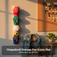 Baseball Cap Display Rack Space Saving Wall Mounted Hat Rack Easy Installation Wooden Baseball Cap Holder for Homeowners, Closet, Bedroom, Living Room
