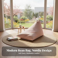 Nordic Aesthetic Pyramid Lounger with Tassel Washable Cover Bean Bag Multifunctional child's Sofa Lightweight for Toddlers, Parents, Playroom, Bedroom, Living Room, Reading Nook