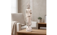 Antique-Style Standing Buddha Statue Textured Buddha Statue with Lotus Pedestal Tall Standing Resin Figurine Sculptural for Buddhists, Practitioners, Meditation Corner, Tea Room, Courtyard, Temple