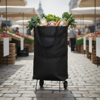 Foldable Shopping Bag with Wheels Portable Rolling Grocery Tote for Supermarket