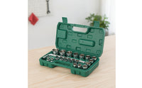 Metric Socket Wrench Set Chrome-Finished Socket Set with Storage Case Mirror Polished Tool Portable for Mechanics, DIYers, Garage, Workshop