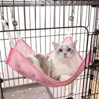 Hanging Cat Bed and Breathable Cat Hammock, Reversible Double Sided Swing for Indoor Cats, Pet Cage Accessory with Secure Mounting Cage Hooks